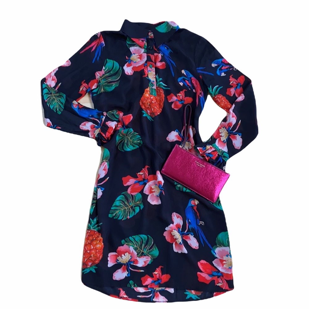 Tropical floral silk dress